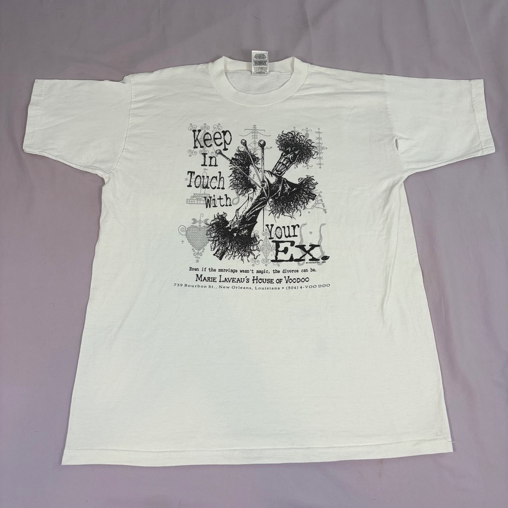 Marie Laveau House Of Voodoo Mens XL White Graphic T Shirt Vintage 1996 NOLA